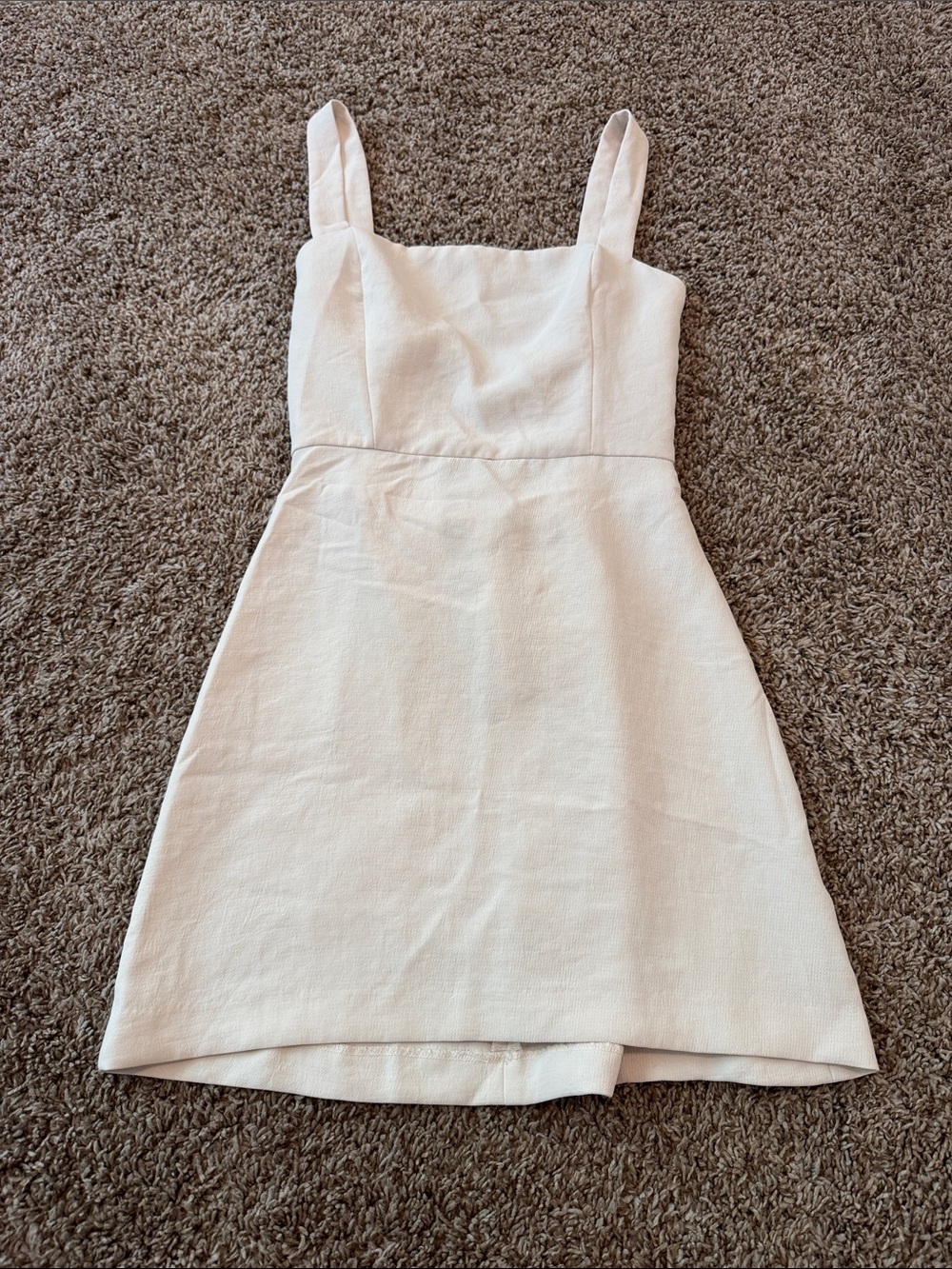Aritzia White Cream Square-Neck Mini Dress with Bow Tie Back Details